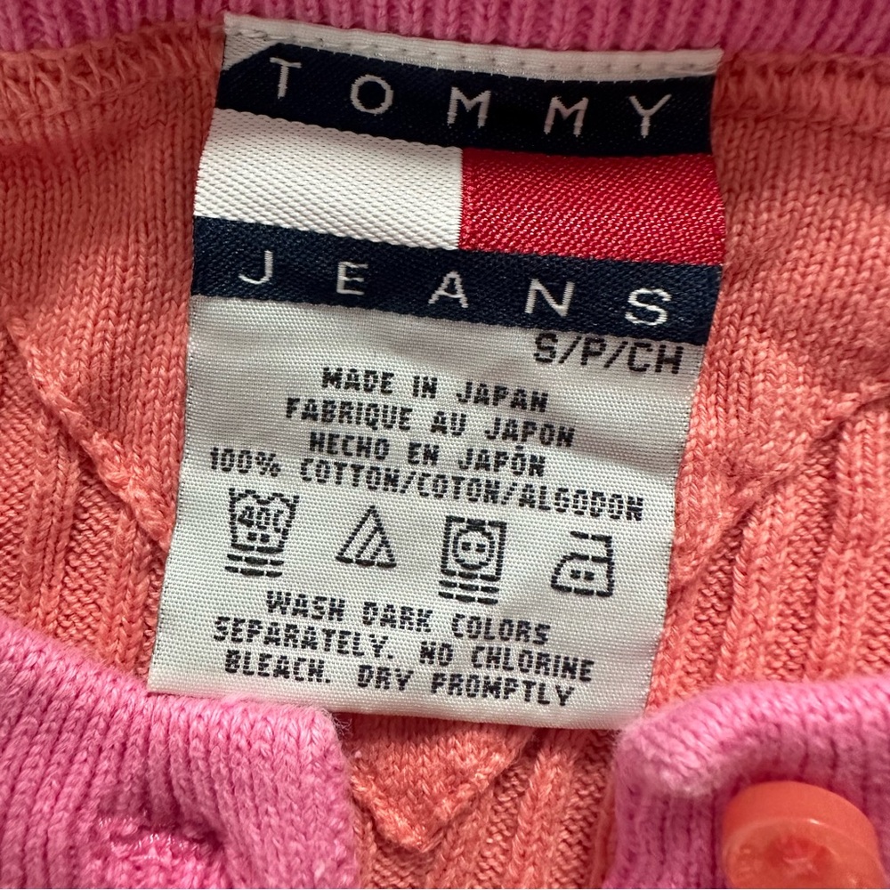 Tommy Hilfiger Coral Ribbed Cardigan w pink trim - Picture 4 of 7